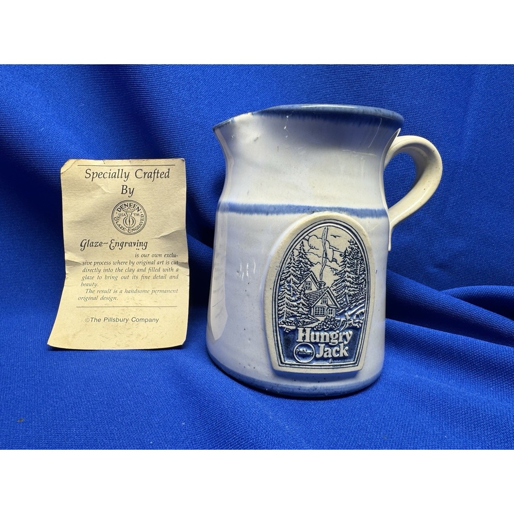 Vtg Deneen Pottery Pillsbury Hungry Jack Syrup Pitcher Handthrown 1987 Stonewar